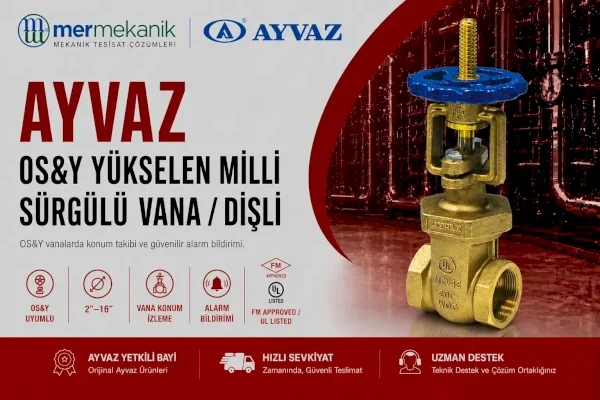 Ayvaz OS&Y Yükselen Milli Sürgülü Vana / Dişli